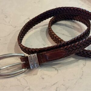 Talbots- Braided Leather Belt with Silver Buckle